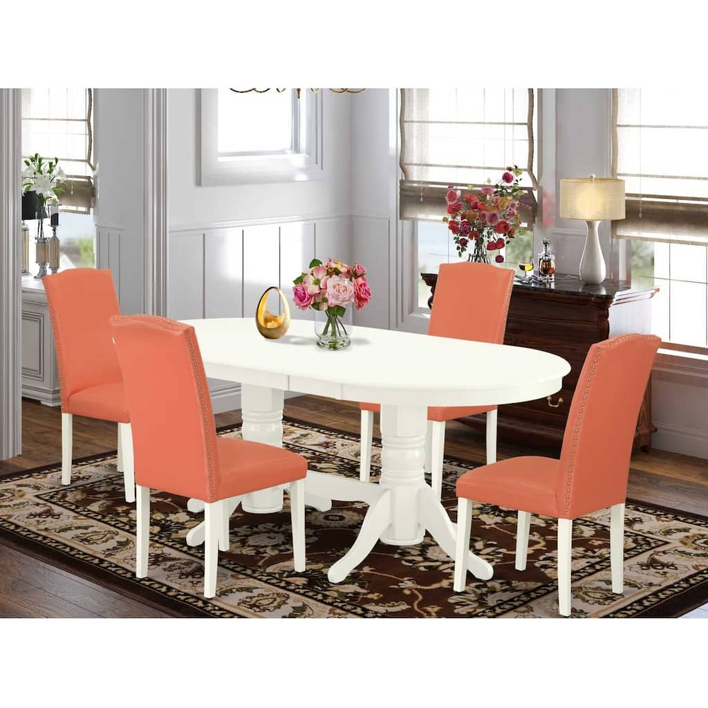 Gothic Glamour Dining Set 5pc - Pink Flamingo Table & 4 Parsons Chairs - Modern Dining Room Furniture