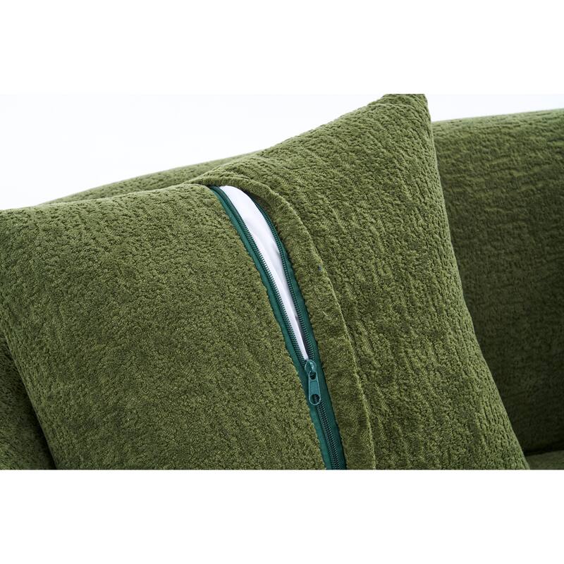 98.4" Chenille L-Shaped Sectional Sofa with Chaise & Pillows
