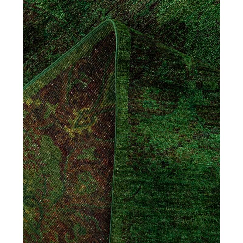 Overdyed One-of-a-Kind Hand-Knotted Square Area Rug - Green - 12' 1" x 12' 2"