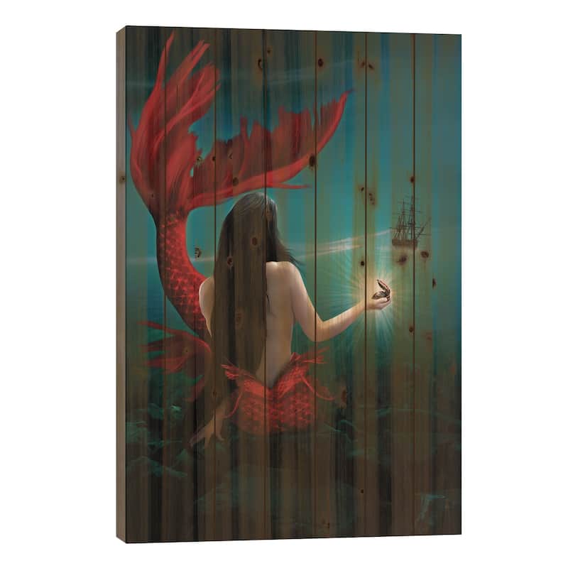 Drifting Print On Wood by Babette Van den Berg - Multi-Color - 26x18x1.5