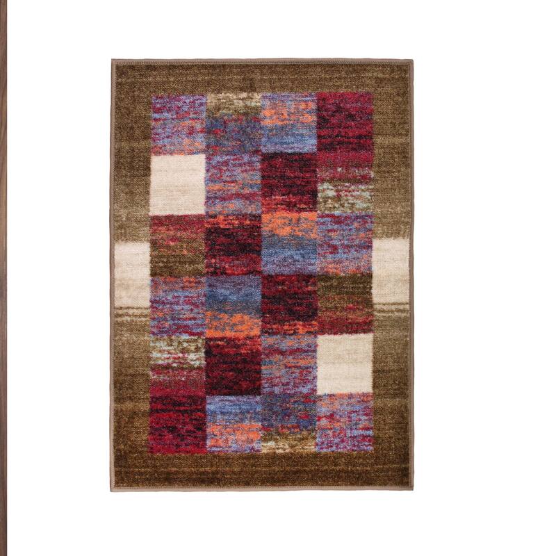 Superior Lockwood Color Block Non-Slip Washable Indoor Runner or Area Rug