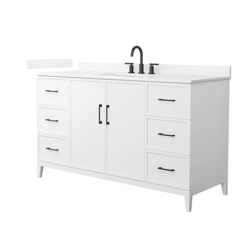 Wyndham Collection WCH717160S-QTZ-US3MXX Elan 60" Free Standing Single - White / White Quartz Top / Matte Black Hardware
