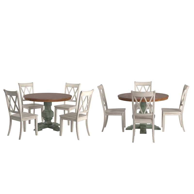 Ronda 45" Round Solid Wood Top Dining Set with X-Back Chairs