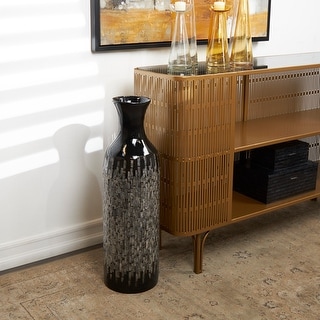 Black Capiz Shell Handmade Vase with Gray Ombre Design