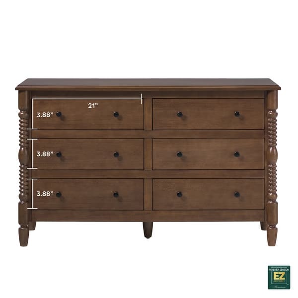 walker edison dresser Easy Assembly 6-Drawer with Wood-Turning Details Metal drawer glides ensure the drawers always open and close smoothly and the warp Walker Edison - Brandclub -