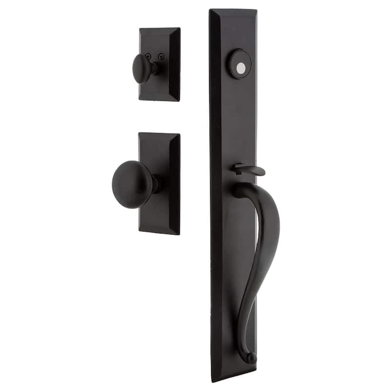 Ageless Iron Keep - Rustic Cast Iron Full Plate Dummy Door Handleset - Black Iron