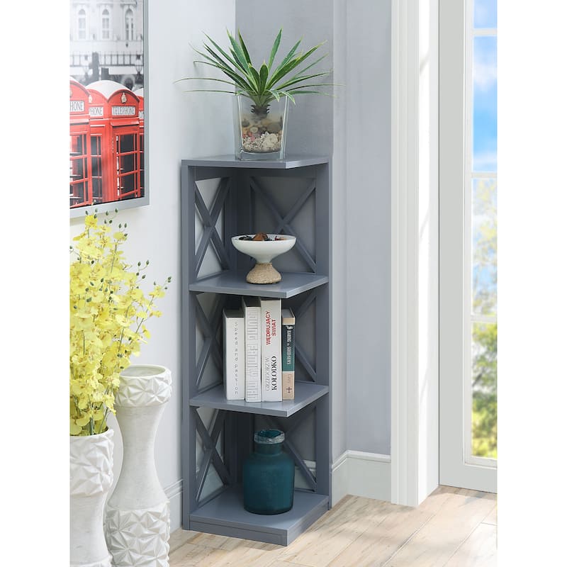 Convenience Concepts Oxford 3 Tier Corner Bookcase - Grey