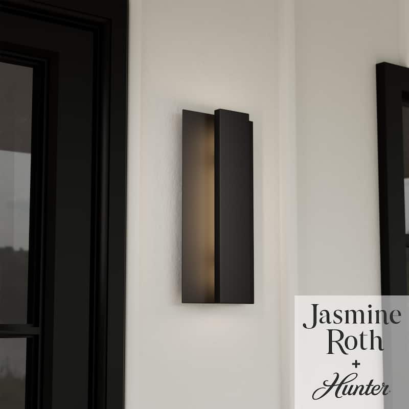 Hunter + Jasmine Roth Canoga Outdoor WeatherMax LED Wall Light - Contemporary - Patio, Porch, Entryway - Corrosion Resistant! - 15"