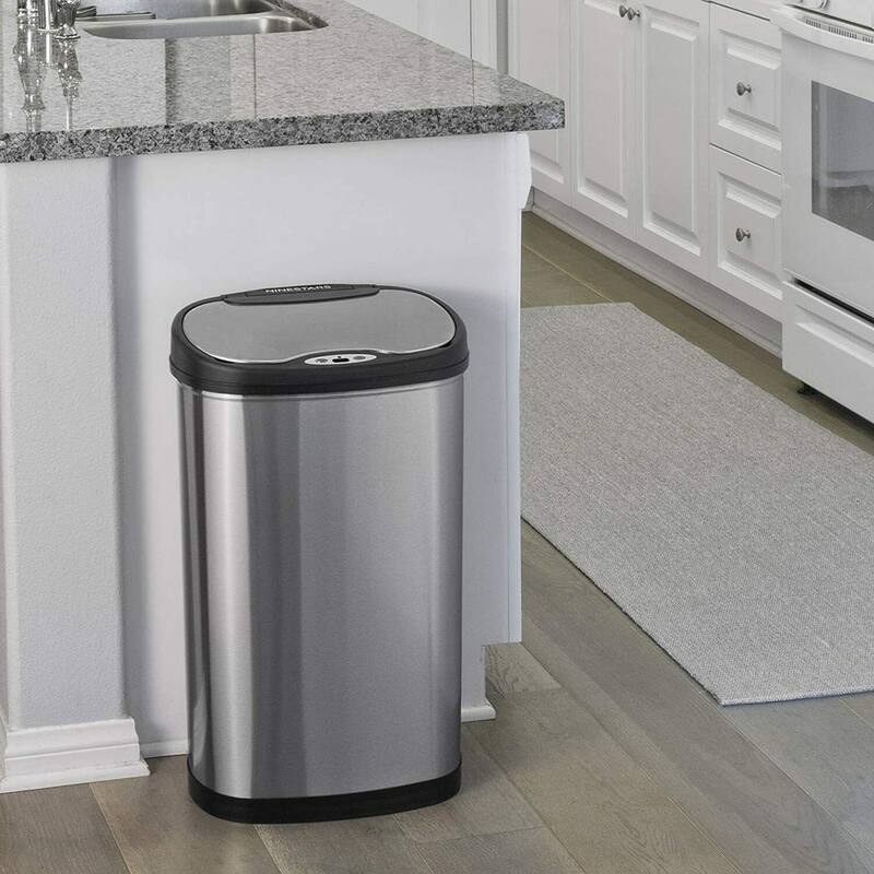 NineStars Stainless Steel Motion Sensor Trash Can Combo 13 Gal. & 3 Gal. CB-DZT-50-13/12-13