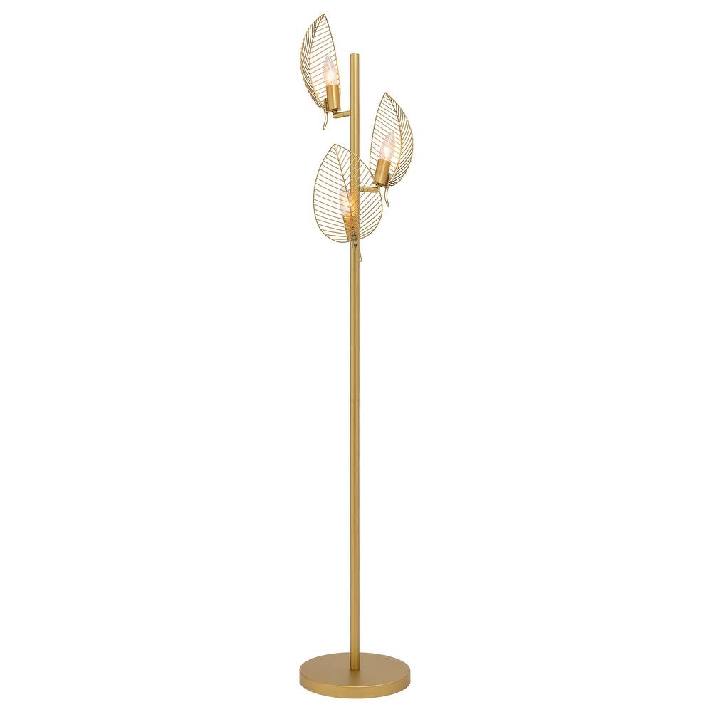 James River of Goods Gold Metal Three Leaf Shade 59.25-Inch Floor Lamp - 23" x 23" x 59.25"