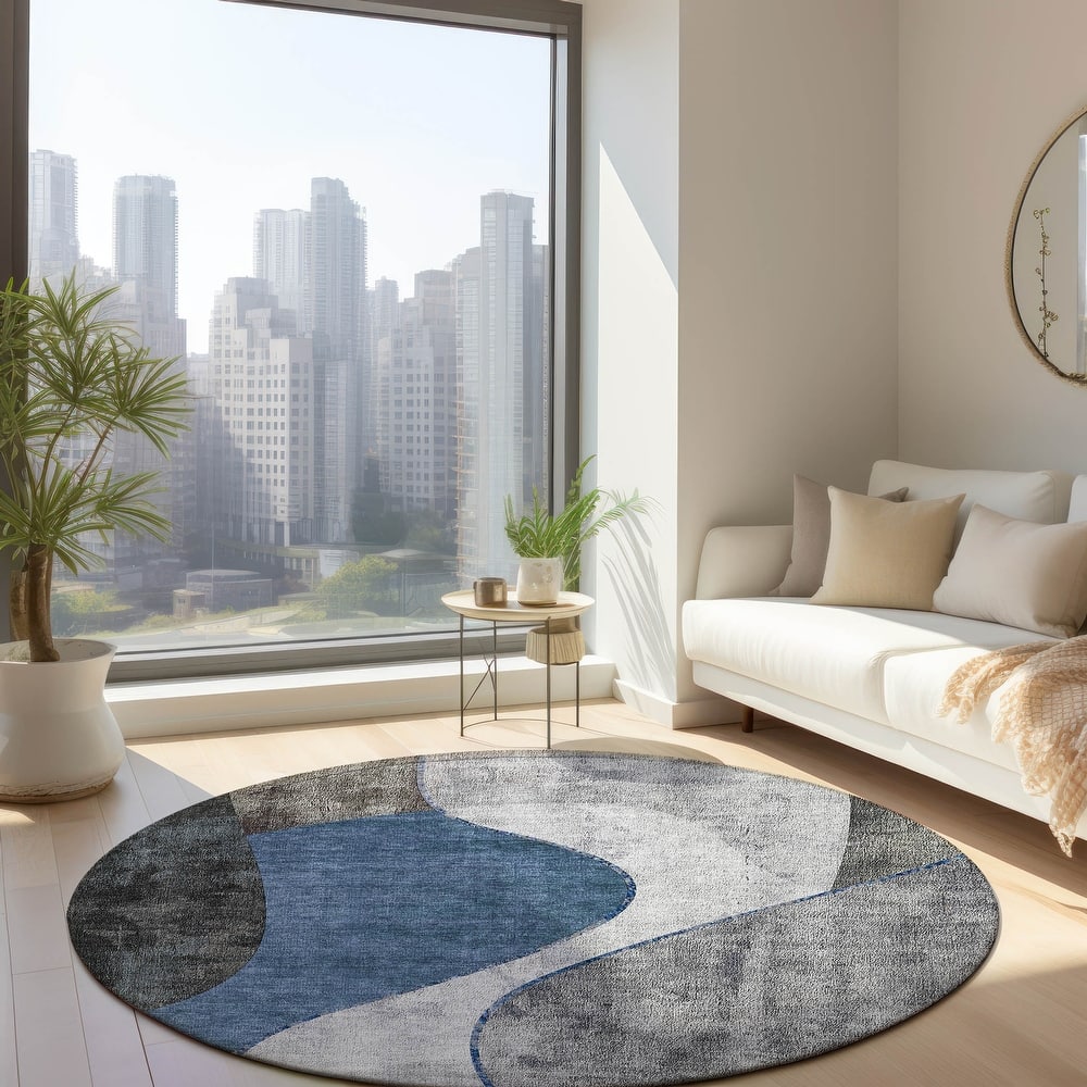 Machine Washable Indoor/ Outdoor Chantille Modern Abstract Rug