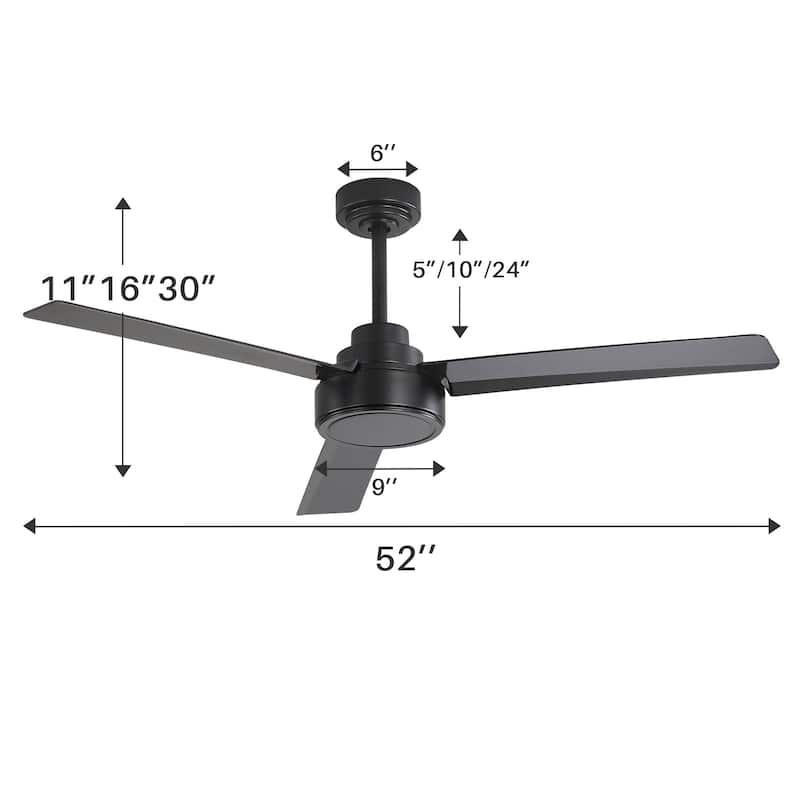 52 inch Modern Ceiling Fan With Remote Control(No Light),6 WInd Speed,Reversible Airflow