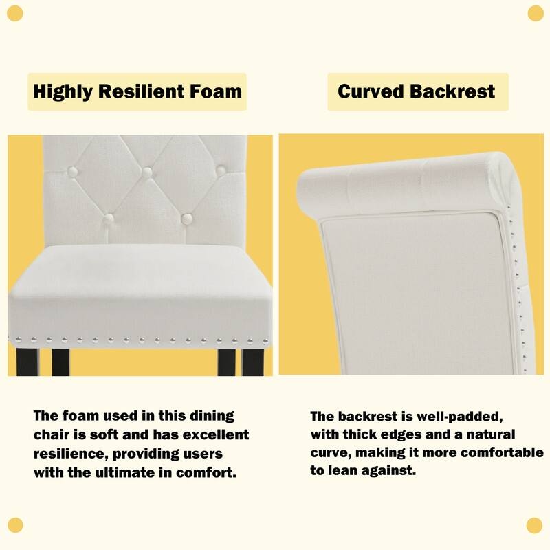 High-Back Tufted Nailhead Upholstered Dining Chairs (Set of 4)