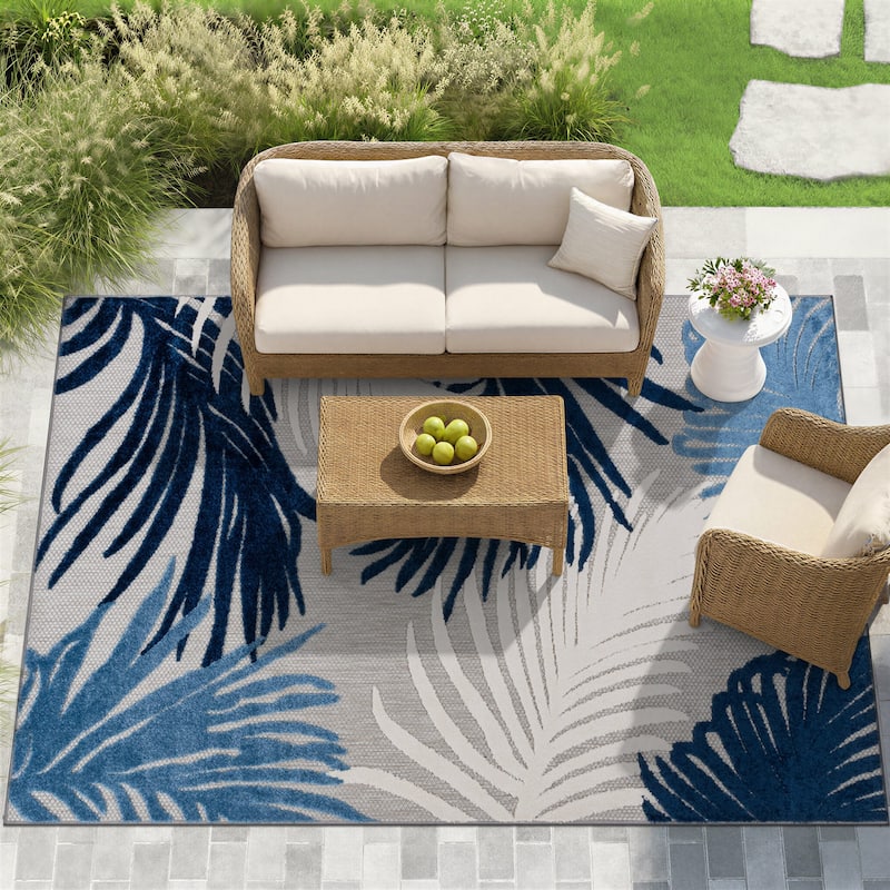 Marbella Contemporary Boho Indoor/Outdoor Area Rug - 7'10"x10' - Gray