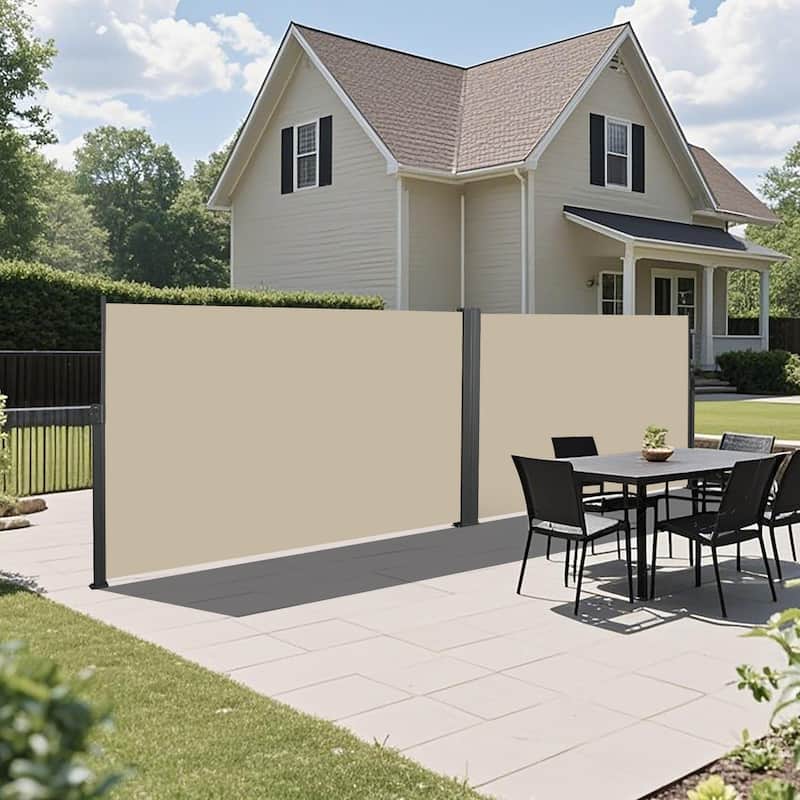 276" x 71''Retractable Side Awning, Waterproof & UV-Resistant, Privacy Screen Divider Roll Up Balcony(Beige)