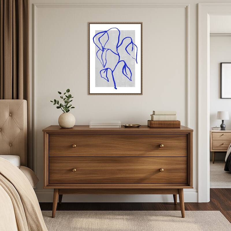 Blue Lines Harmony by Treechild Framed Canvas Wall Art Print