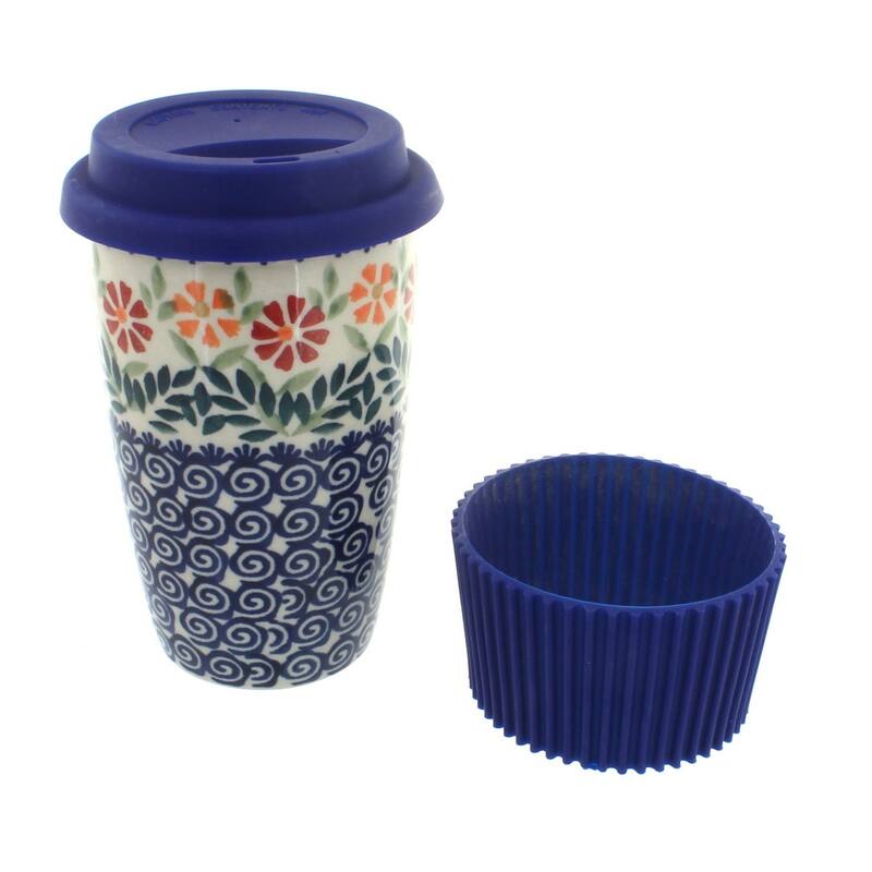 Blue Rose Polish Pottery K115 Manufaktura Travel Mug - Garden Bouquet