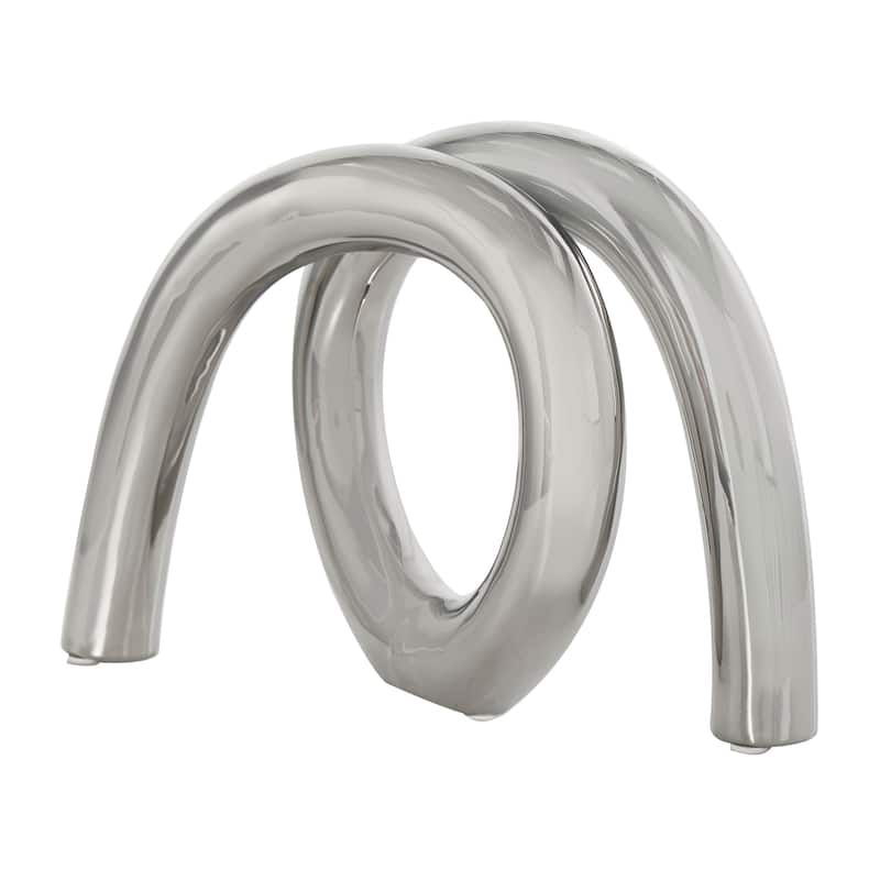 Silver, Gold or Multi Ceramic Rounded Loop Abstract Sculpture