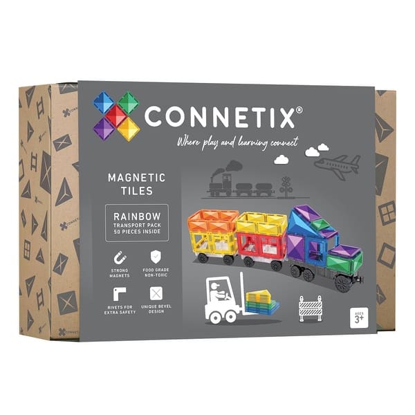 slide 2 of 11, Connetix Magnetic Tiles Rainbow Transport Pack, 50 Pieces Rainbow - Kids