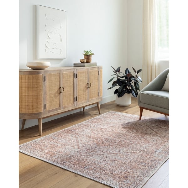 slide 2 of 10, Livabliss Nolita Distressed Medallion Machine Washable Area Rug 9' 10" x 13' - Blush/Beige