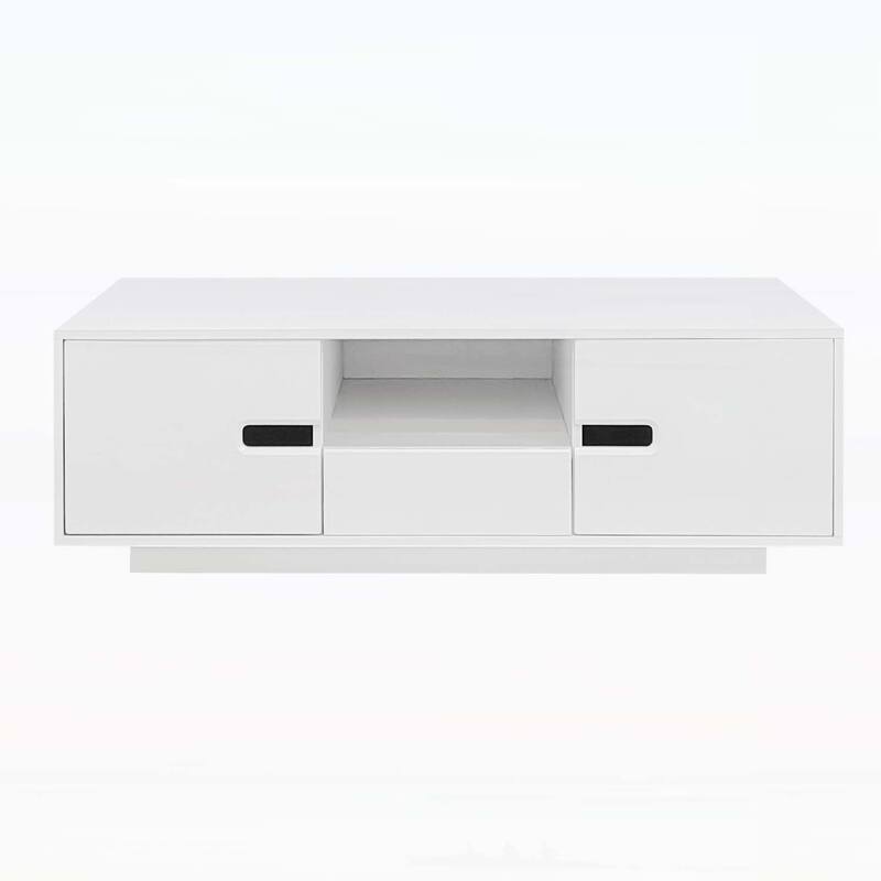 Modern Rectangle Coffee Table with Storage and LED Lights
