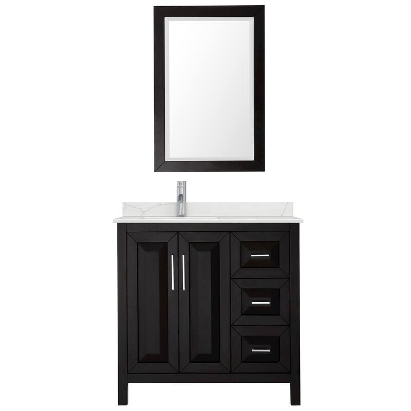 Daria 36-inch Single Vanity, Single Hole Quartz Top, 24-inch Mirror