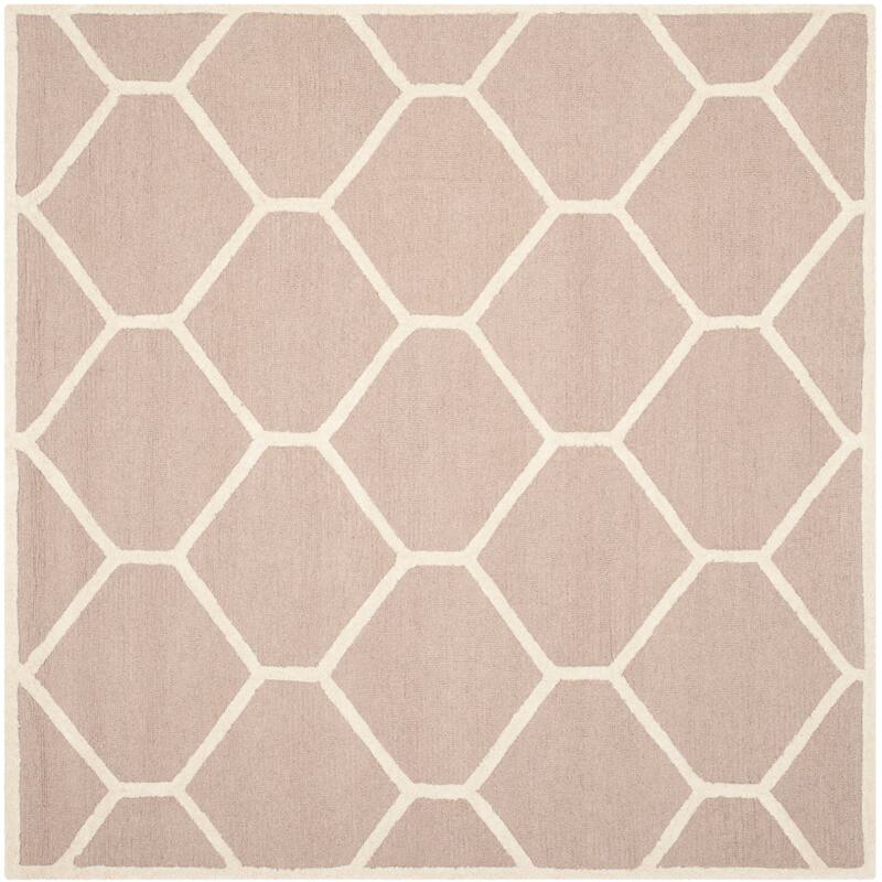 SAFAVIEH Handmade Cambridge Meira Modern Moroccan Wool Rug - 6' Square - Beige/Ivory