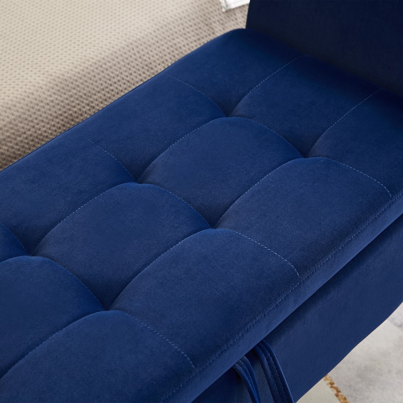 Velvet Storage Bench, Ottoman Bench Upholstered Fabric End of Bed Bench with Wood Legs, Flipping Lid Entryway Footrest