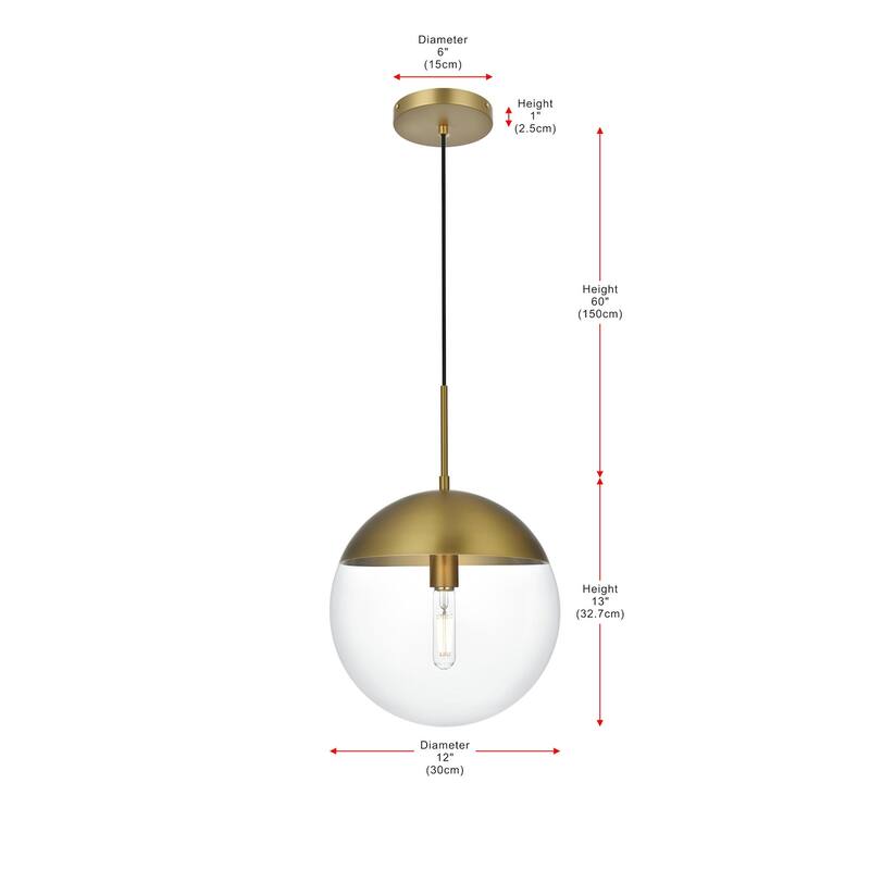 Elegant Lighting Eclipse Single Light 12" Wide Pendant with Clear