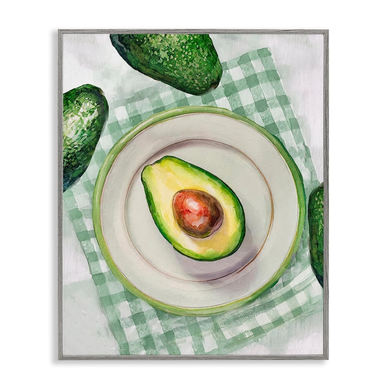 Stupell Delicious Avocado on Plate Framed Giclee Art Design By Lil' Rue - 16 x 20 - Grey