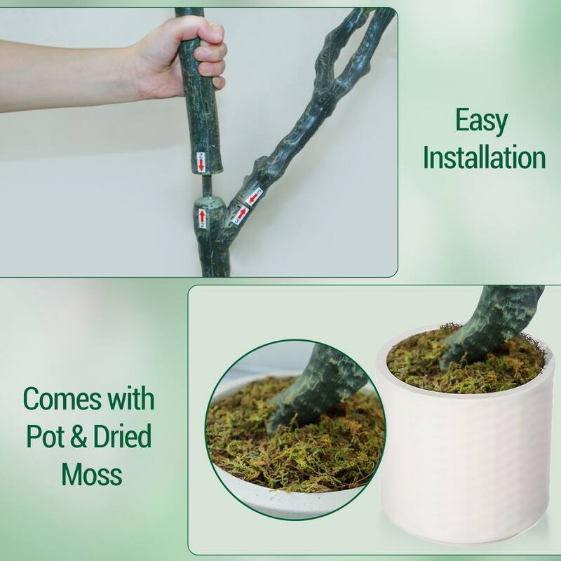 Artificial Magnolia Tree, Realistic Faux Plants in Pot for Home Office Decor