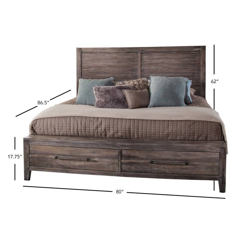 Asher Panel Storage Bed - Weathered Grey - King