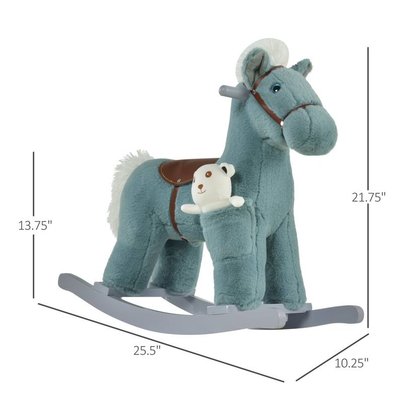 Kids Plush Rocking Horse with Authentic Neighing Sounds, Soft Body, and Developmental Benefits, for Toddlers 36 Months+