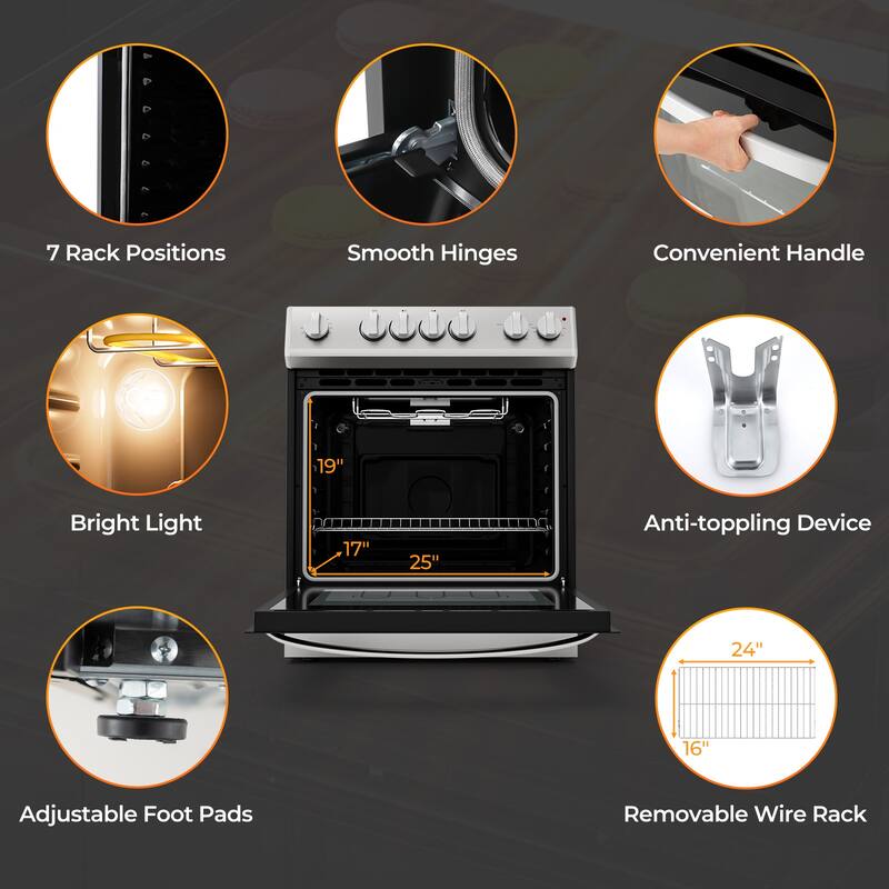 Costway Electric Range 30" Freestanding & Slide-in Kitchen Stove with - Black and Silver - See Details
