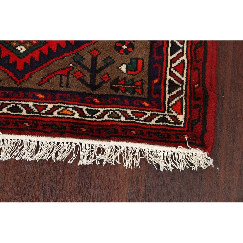 Geometric Hamedan Persian Home Decor Area Rug Hand-knotted Wool Carpet - 2'11" x 5'0"
