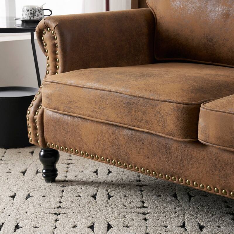 67×32×31 Mid Century Upholstered Double Sofa Indoor