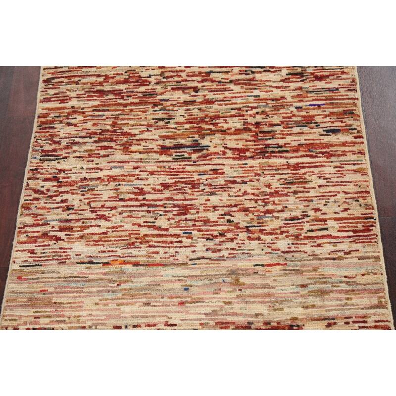 Contemporary Gabbeh Kashkoli Oriental Wool Area Rug Handmade Carpet - 2'7" x 4'0"