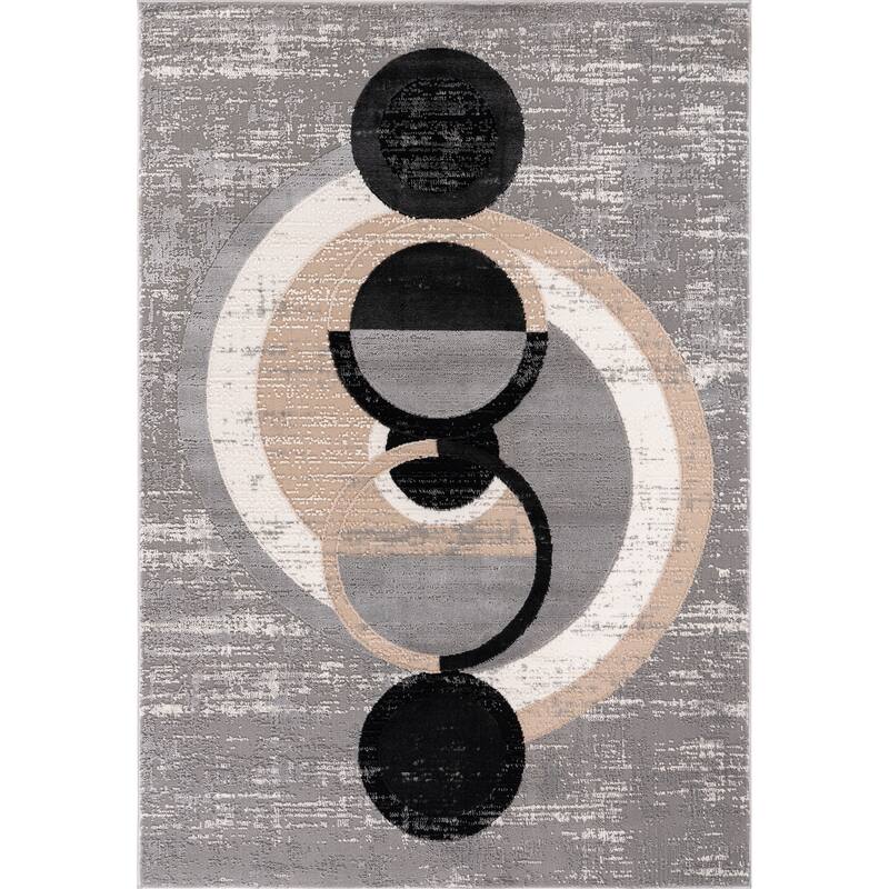 Cairo Collection Transitional Geometric Area Rug - 8 x 10 - Grey/Beige