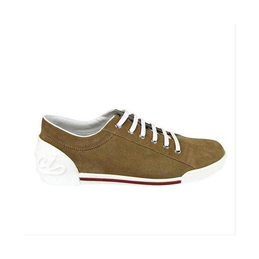 Shop Gucci Women S Brown Leather Suede Trainer With Script Logo Sneaker 281017 Cbb00 2309 Overstock 31082126