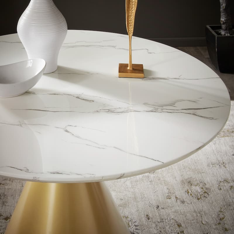 Darcy 46" Wide Faux Marble Round Dining Table by iNSPIRE Q Bold