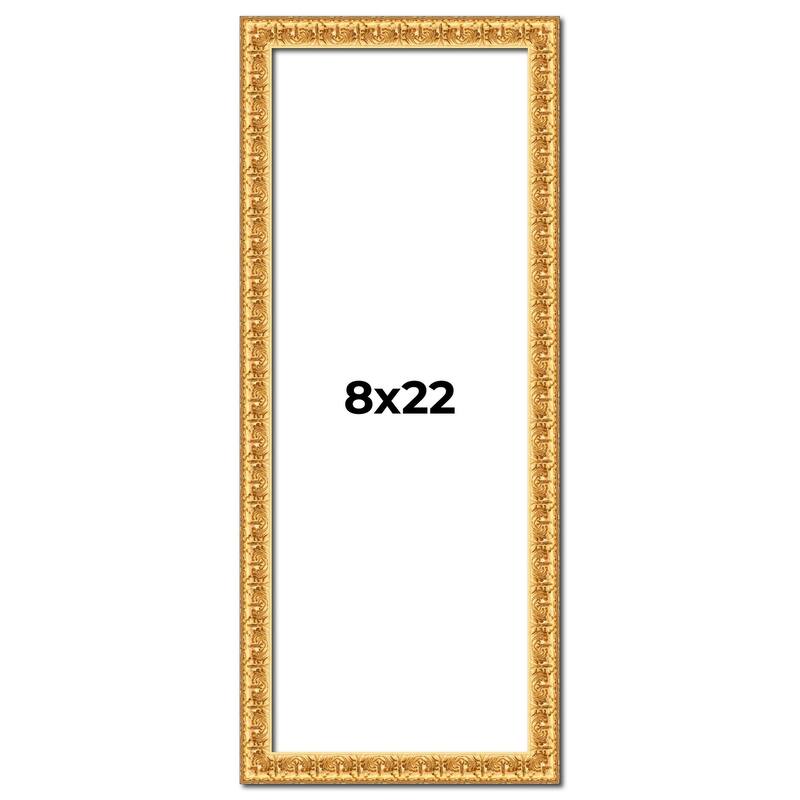 8x22 Frame Gold Real Wood Picture Frame Width 1 inches | Interior