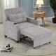 preview thumbnail 7 of 8, Tech Cloth Convertible Futon Armchair Bed with USB Ports, 3-Position Backrest and Built-in Storage