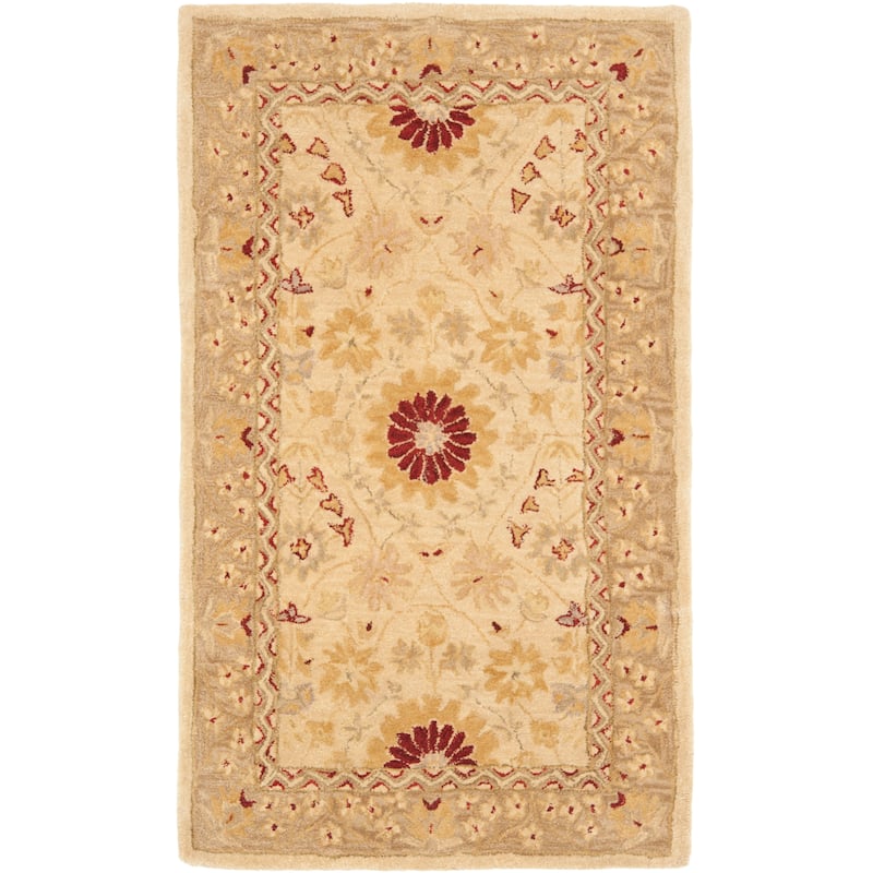 SAFAVIEH Handmade Anatolia Dimitilde Traditional Hand-spun Wool Rug - 3' x 5' - Sand/Walnut