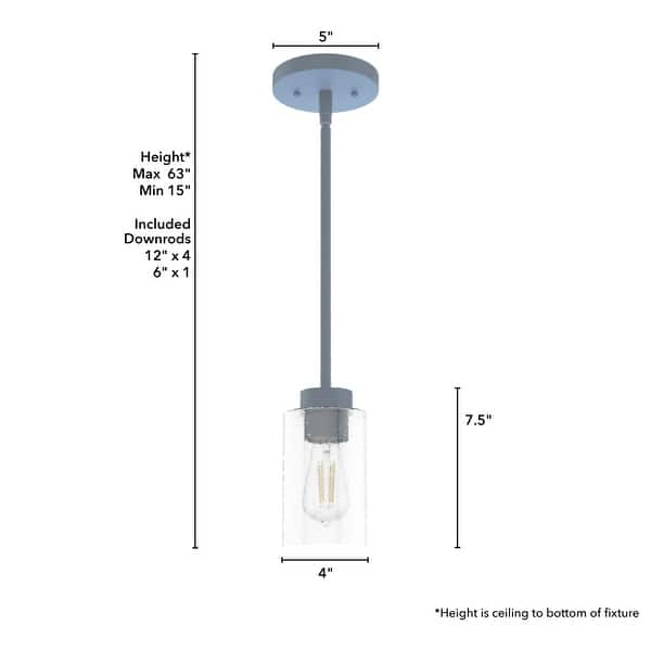 dimension image slide 0 of 4, Hunter Hartland 1-Light Mini Pendant - Kitchen Island, Dining Room, Bedroom - Farmhouse, Industrial