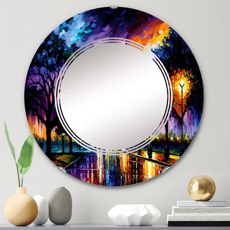 Designart 'Colorful Houston Texas' Printed City Wall Mirror - 24in.x24in.