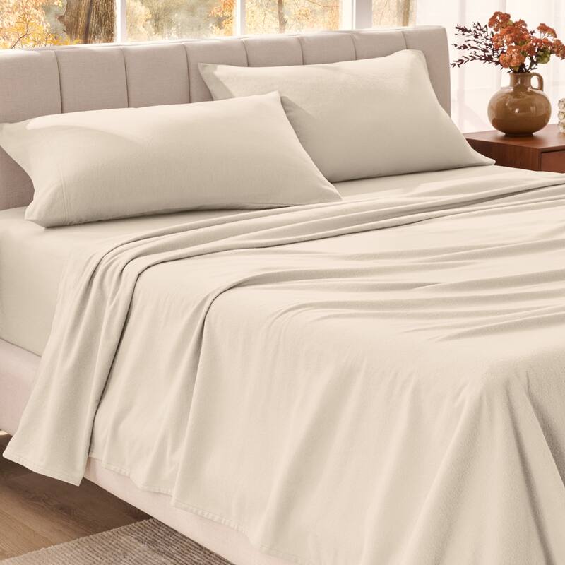 Bare Home Organic Cotton Flannel Sheet Set - Full - Sand