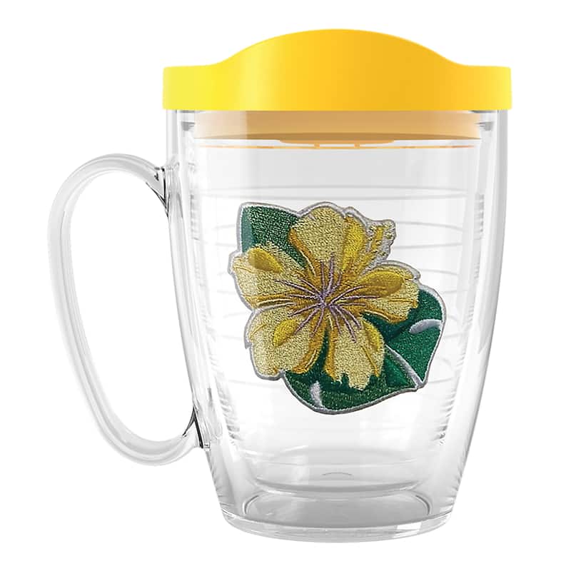 Tervis Island Tropical Hibiscus Collection Made in USA Double Walled Insulated Travel Tumbler, Tropical Yellow Hibiscus - 16oz Mug