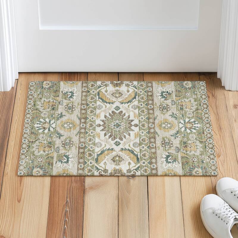 Machine Washable Indoor/ Outdoor Traditional Aspen Chantille Rug