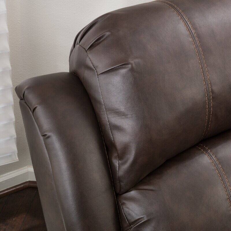 43.25" Oversized Rocker Recliner Chair, Manual Reclining Rocking Chair Overstuffed Armrest Faux Leather Recliner for Living Room