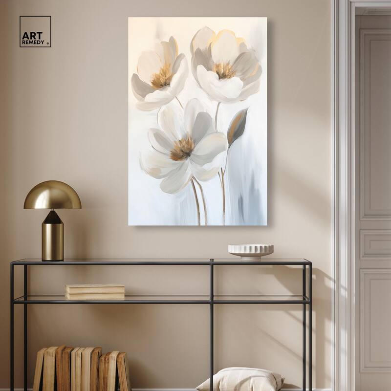 Silvered Flora I Canvas by Art Remedy, Gallery Wrapped